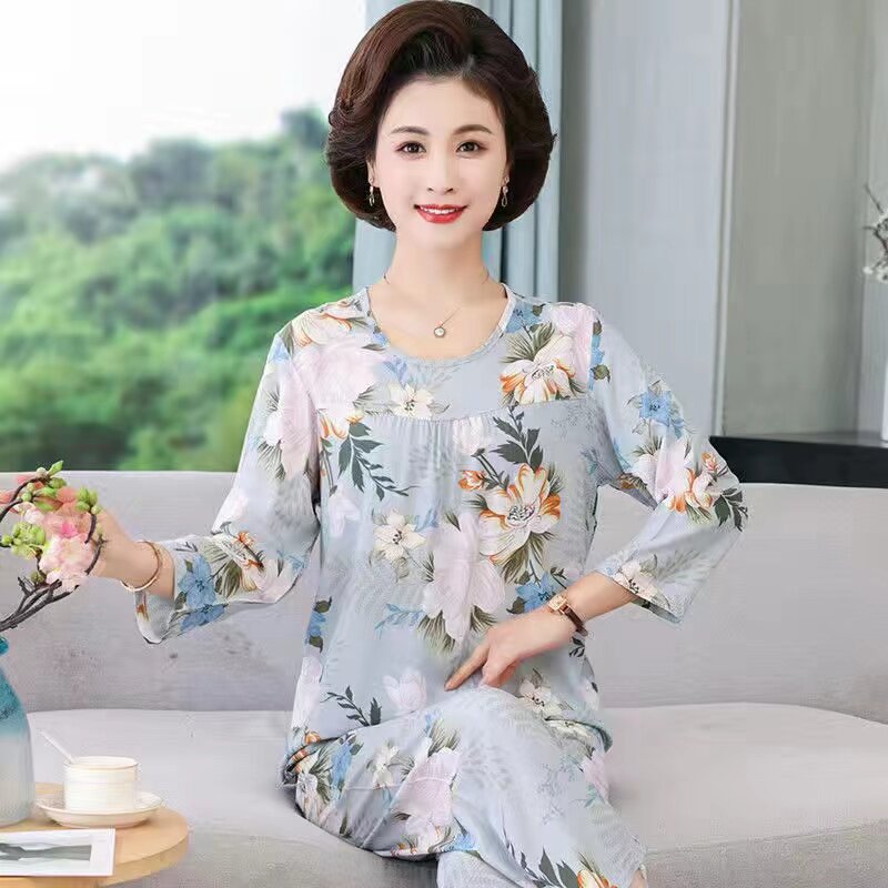 中老年人睡衣女士纯棉