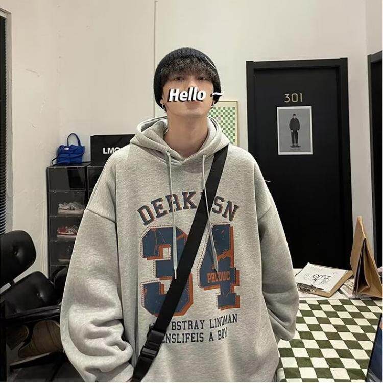 美式复古卫衣男hiphop欧美风春秋季oversize高街ins潮牌连帽外套