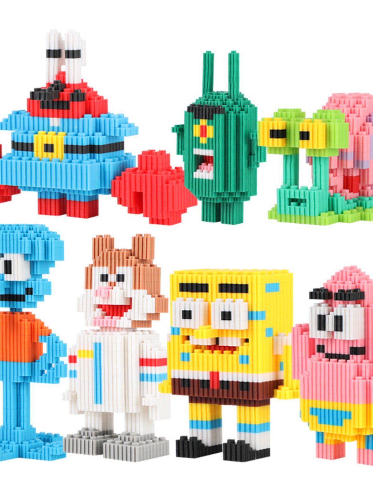 12세 이상의 소년을 위한 교육용 장난감 조립 어려운 작은 입자 스폰지밥 네모바지 빌딩 블록 8 12 HI 다채로운 조립