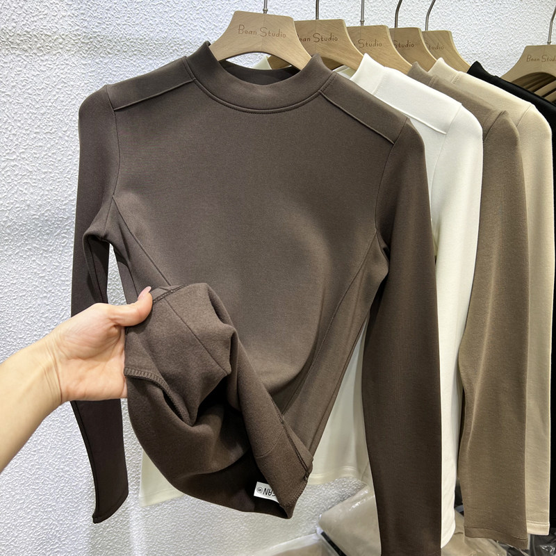 2025秋冬欧货明线设计感德绒半高领长袖T恤女修身显瘦打底衫上衣,女装/女士精品,T恤,淘宝优惠券,粉丝福利购,淘宝优惠卷
