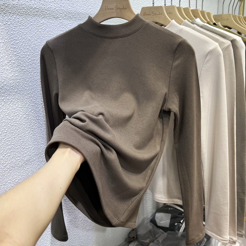 长袖经典百搭厚款半高领羊绒磨毛