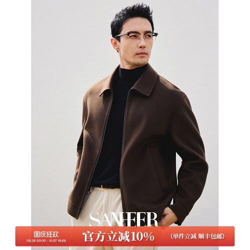 【意式老钱绅士】高端羊绒羊毛双面呢 纯手工毛呢夹克外套 DAJ382