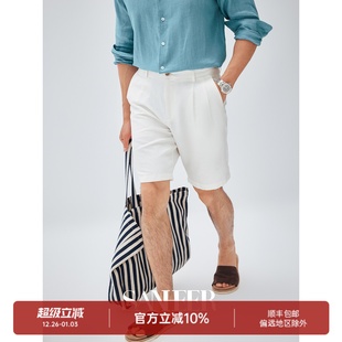 意式 宽松舒适双褶休闲五分裤 绅装 夏季 DBL113 高端亚麻棉混纺