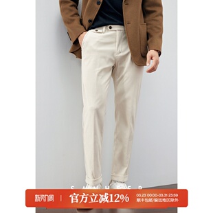绅士 米白色休闲裤 高档抗皱灯芯绒面料 百搭男士 DBL987 冬季 意式