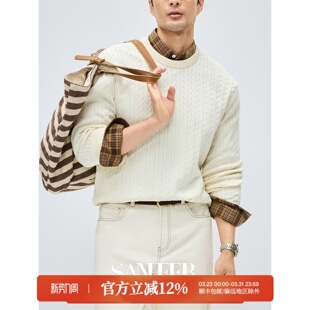 美式 舒适透气圆领针织衫 休闲 春秋季 DAZ779 SUPIMA棉扭花纹理