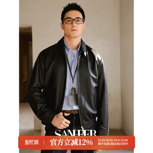 皮衣外套 ROW风下摆松紧翻领短款 高端绵羊皮 DAL149 极简轻奢