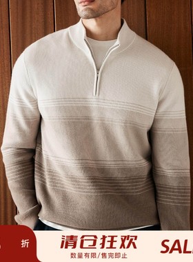 冬季甄选 高端塔斯马尼亚羊毛 EXCELLA拉链男士立领羊毛衫 DAZ764