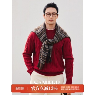 圆领羊毛衫 美利奴羊毛冬季 复古扭花粗针纹理 DAZ788 老钱挚爱