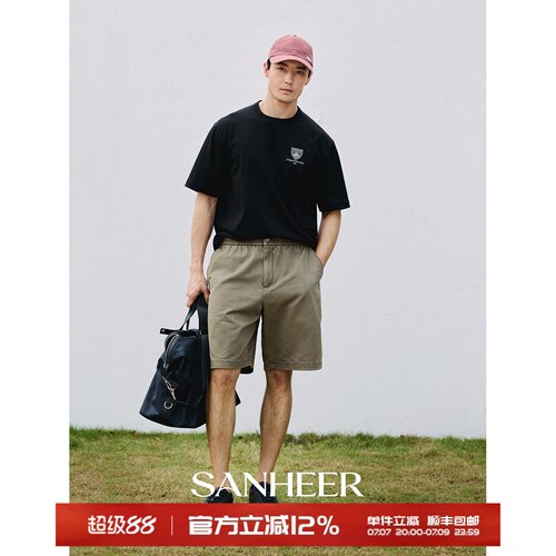 复古洗水工艺做旧宽松工装五分裤