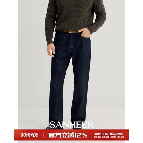意大利BERTO原色合体直筒牛仔裤