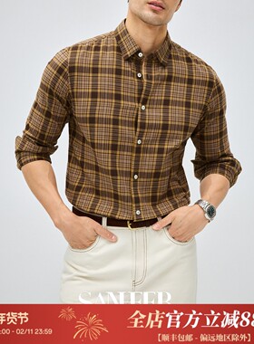 【獨家色彩】日本进口格纹长绒棉磨毛面料 秋冬季长袖衬衫 DAH458