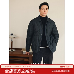 【优雅绅士】轻盈保暖白鹅绒 百搭翻领绗缝短款羽绒服外套 DAD325