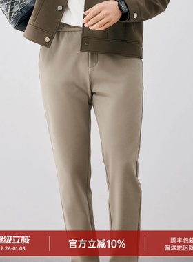 秋季百搭“懒人裤”细格轻量保暖面料 易打理松紧腰休闲裤 DBL095