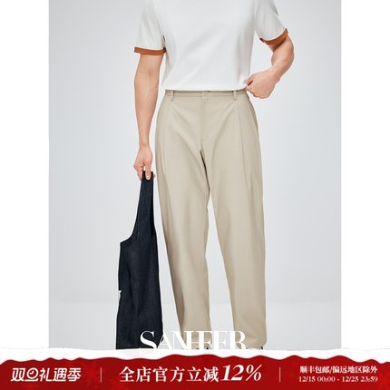 【慵懒时髦感】舒适莫代尔棉面料 双褶宽松弯刀裤休闲裤 DBL119