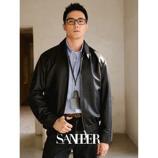 【极简轻奢】高端绵羊皮 ROW风下摆松紧翻领短款皮衣外套 DAL149