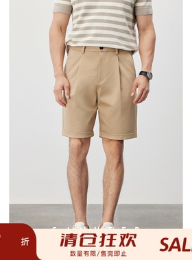 夏季百搭卡其色短裤 液氨工艺抗皱易打理 男士休闲五分裤 DBL970