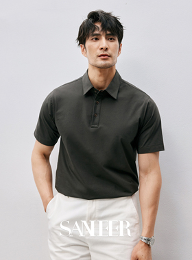 商务绅士 高端极细长绒棉针织面料 夏季男士翻领短袖T恤衫 DAT956