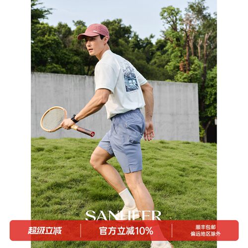 复古电影风晕染印花圆领短袖T恤