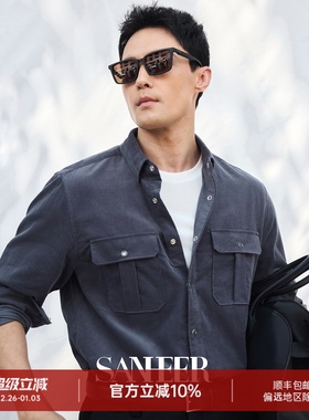 【绅士腔调】复古工装双口袋 高端进口纯棉灯芯绒长袖衬衫 DAH457