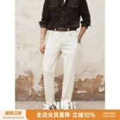 雅致绅士 合体直筒牛仔裤 高档复古胚白色纯棉 男士 DBJ385 秋季