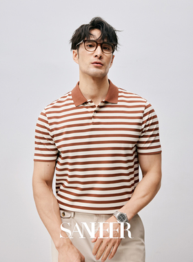 高端商务 桑蚕丝羊毛棉珠地 舒适干爽透气男士翻领短袖T恤 DAT937