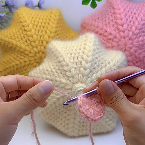 八角贝雷帽钩织八角帽材料包儿童针织清新秋冬毛线帽时尚可爱宝宝