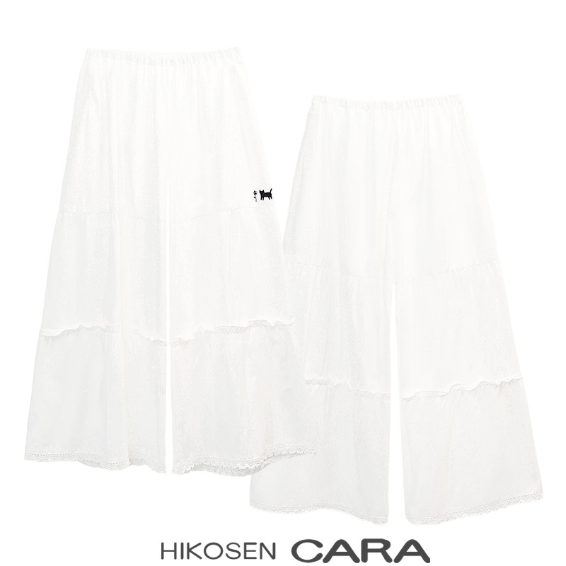 HIKOSEN CARA卡拉猫纯棉长裤设计可爱猫咪宽松百搭女裤蛋糕阔腿裤