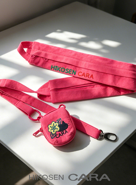 HIKOSEN CARA卡拉猫刺绣猫咪斜挎包手机包袋收纳配件耳机包带挂件