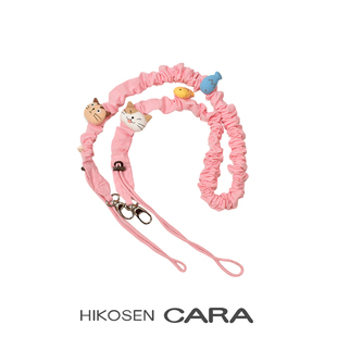 HIKOSNE CARA卡拉猫帆布卡通包带装饰挂件褶皱设计包包可拆卸肩带