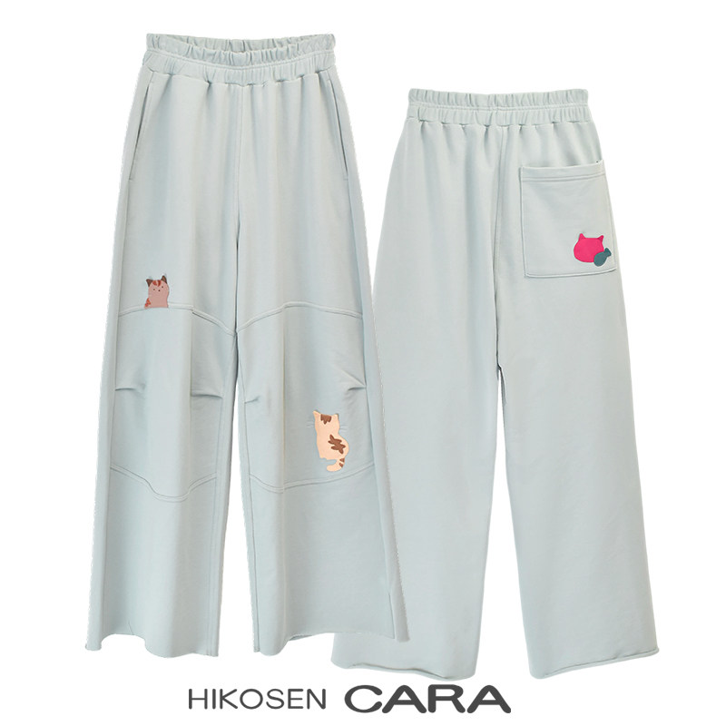HIKOSEN CARA卡拉猫新款休闲裤宽松运动舒适阔腿裤卫裤