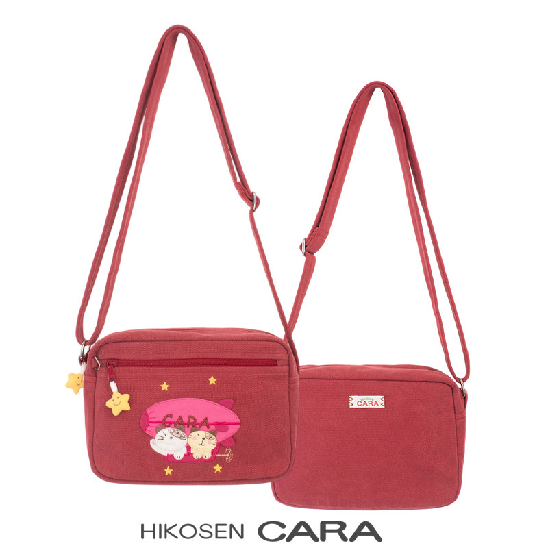 HIKOSEN CARA卡拉猫帆布斜挎包可爱猫咪卡通小飞艇单肩包女相机包