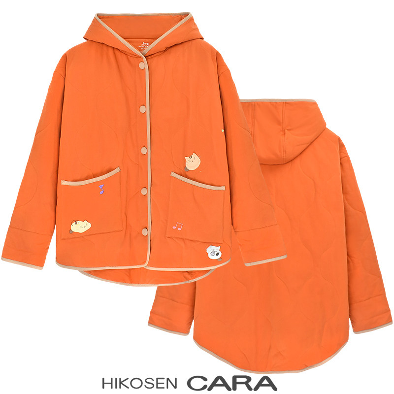 HIKOSEN CARA卡拉猫连帽棉服宽松猫咪贴布单排扣包扣百搭外套棉衣,女装/女士精品,棉衣/棉服,淘宝优惠券,粉丝福利购,淘宝优惠卷