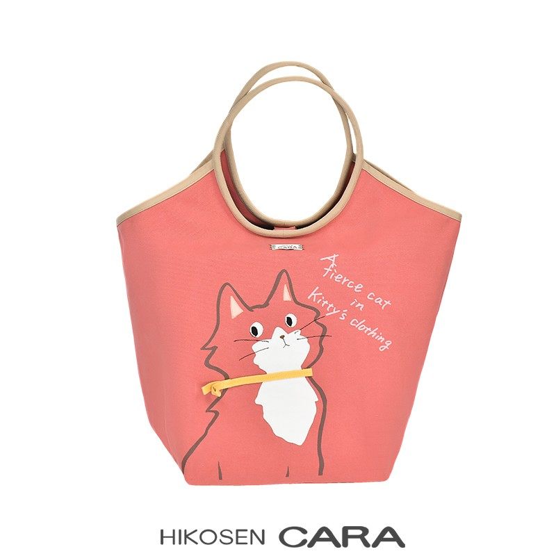 HIKOSEN CARA卡拉猫帆布单肩包女棉质糖果色森系日本女购物托特包