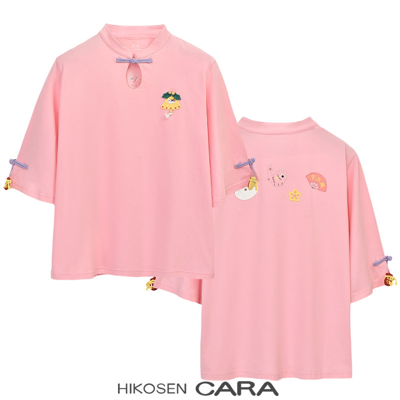 HIKOSEN CARA卡拉猫半身旗袍秋款中式中国风上衣中式短袖五分袖