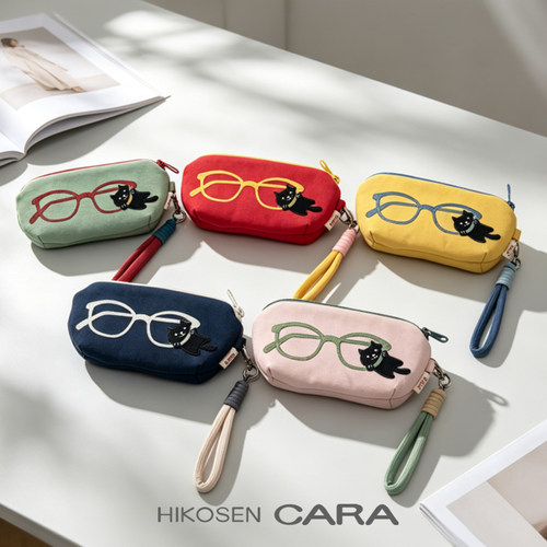 HIKOSEN CARA卡拉猫卡通眼镜包便携小手拿包休闲刺绣眼镜袋墨镜包