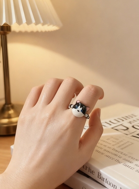 大魔王hahaha哈士奇小狗石塑粘土戒指diy纯手工创意串珠戒指可调