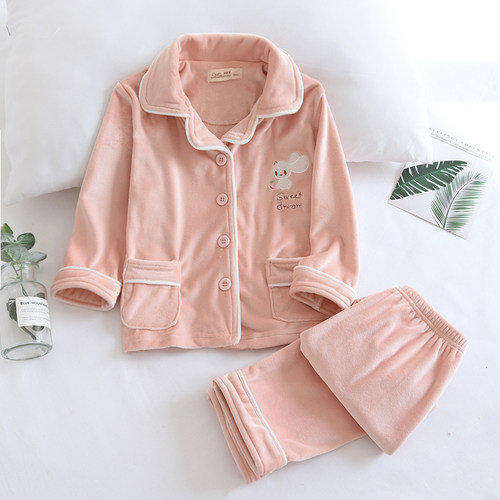 儿童海岛绒长袖睡衣可爱兔子秋冬