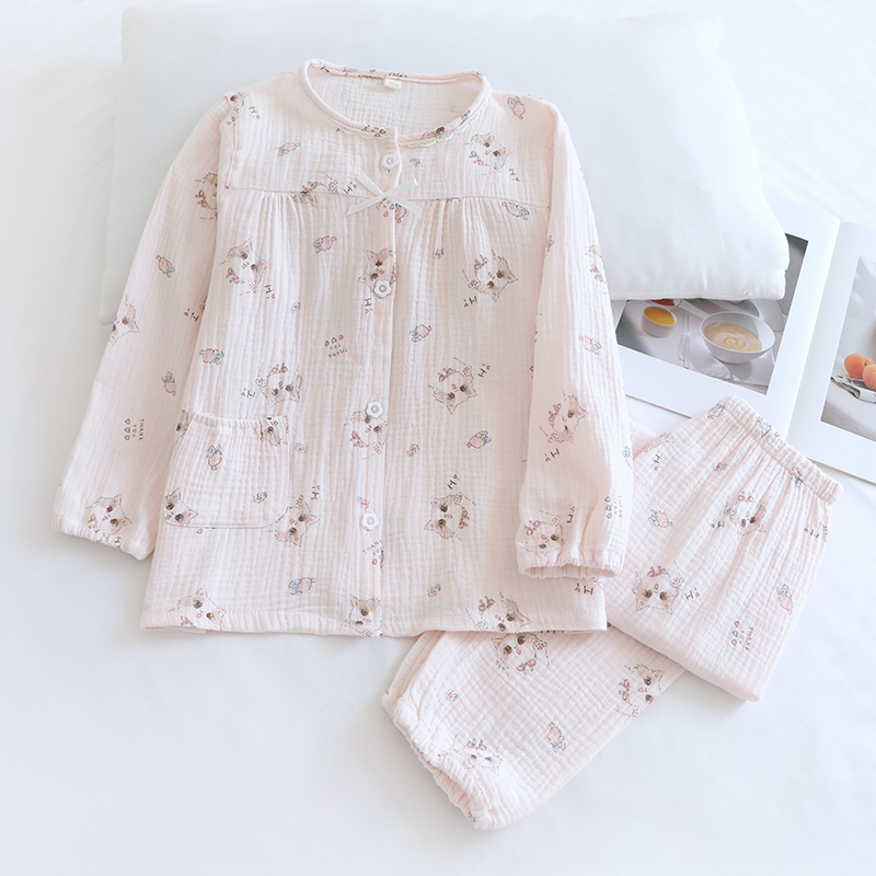 儿童纯棉纱布睡衣套女童