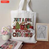 犇跨境热卖 宽敞圣诞帆布手提包耐用肩背包适合节日礼物及日常使用