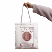 犇BAG 原宿复古购物袋印花女购物袋白色单肩包手提 Well All Too