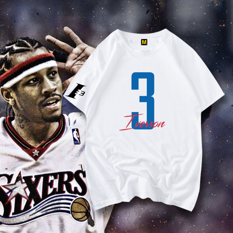 纯棉篮球运动答案艾弗森crossover之王短袖T恤艾佛森宽松半袖T恤