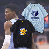 纯棉篮球运动贾莫兰特灰熊队12号短袖 男 t恤衫 T恤大码 宽松透气半袖