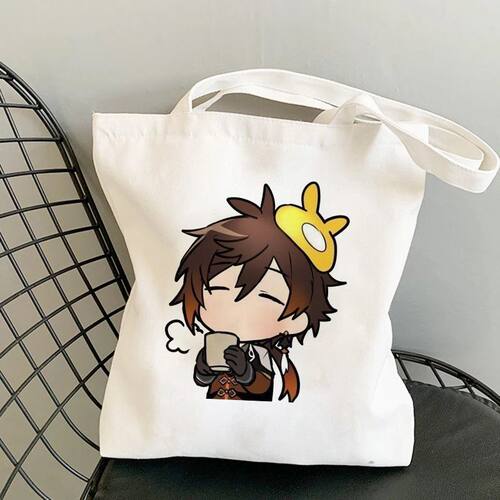 犇跨境热销Shopper Genshin Impact Zhongli Morax 动漫帆布购物
