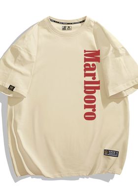 枪炮与玫瑰乐队GunsNRoses同款t恤夏季万宝路Marlboro宽松短袖