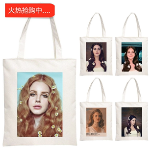犇Lana Del Rey Canvas Tote Bag拉娜·德雷周边印花单肩手提帆布