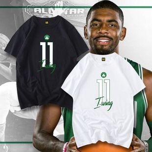 纯棉德鲁大叔凯里欧文篮球运动短袖T恤大码宽松训练透气半袖t恤衫