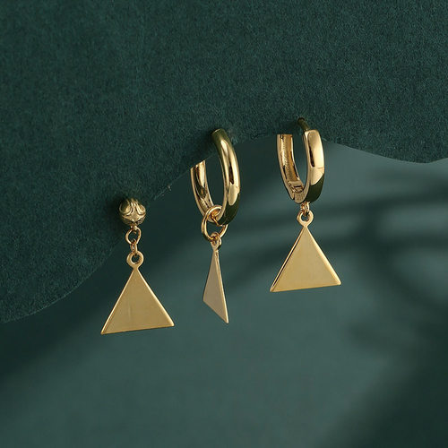 日韩925纯银男女三角形耳钉