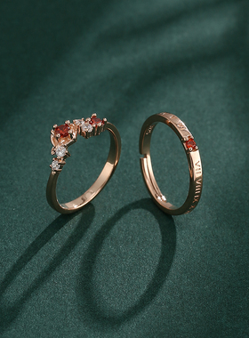 男女925纯银日韩玫瑰金戒指