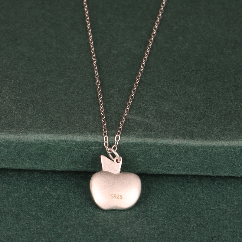 925银实心苹果项链 简约百搭锁骨链 日韩毛衣链送女友生日礼物