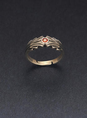 fate戒指间 桐樱黑之虚数S925银指环 二次元动漫复古开口可调节